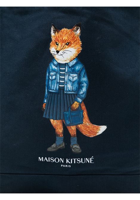 borsa tote dressed fox unisex navy MAISON KITSUNÉ | PM05107WW90420413